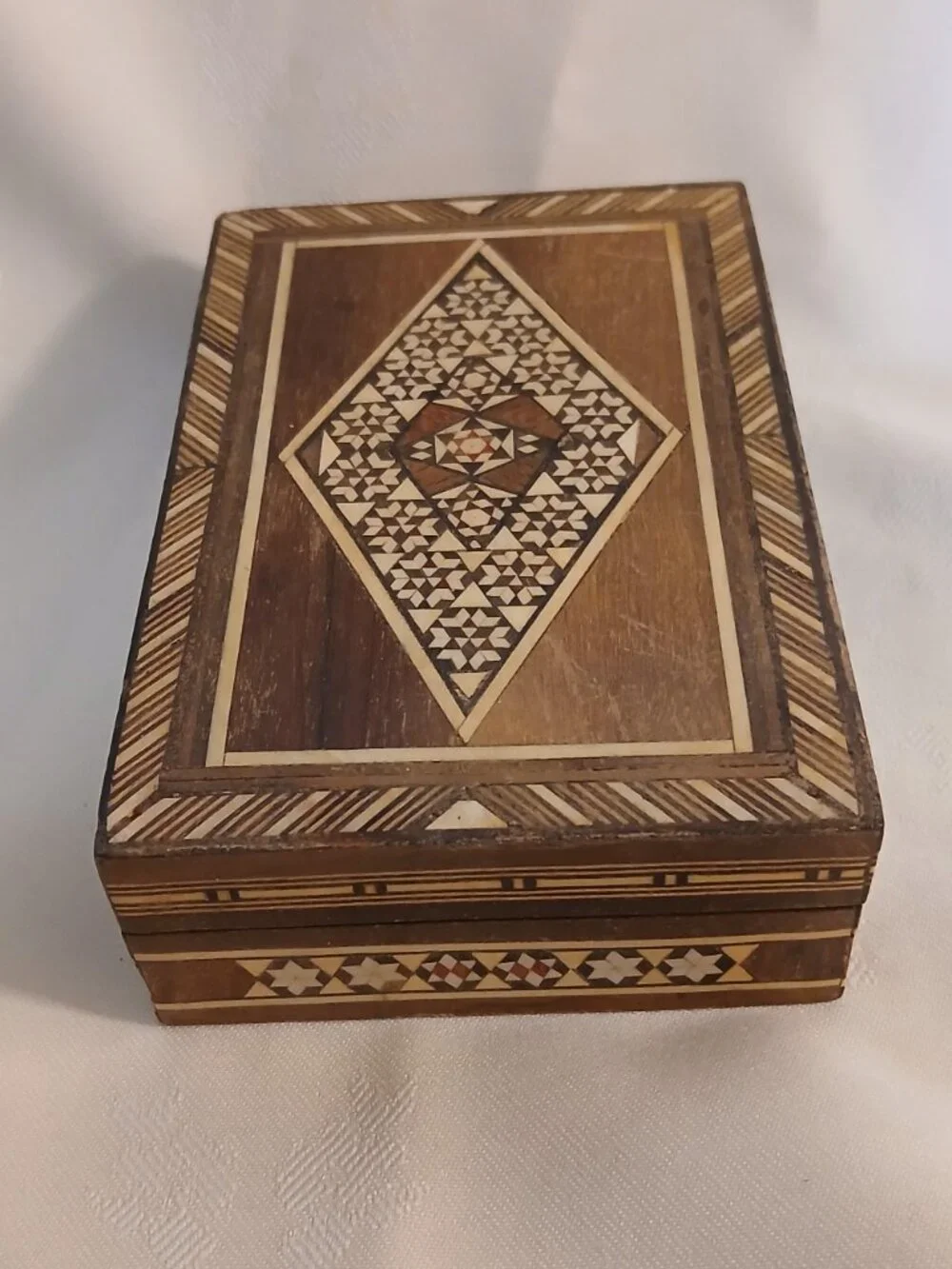 Vintage Micro Mosaic Persian Box w/Tie Clip, Cuff Links, Tie Pins